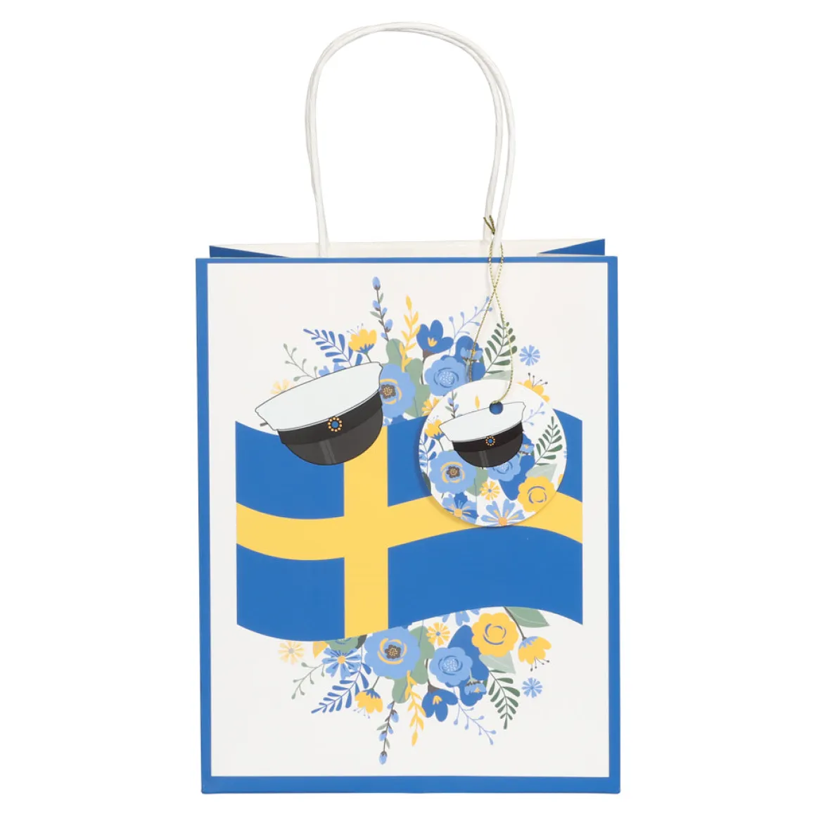 Presentpåse, svenska flaggan 18x32 cm