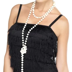 Pärlhalsband, vit 180 cm