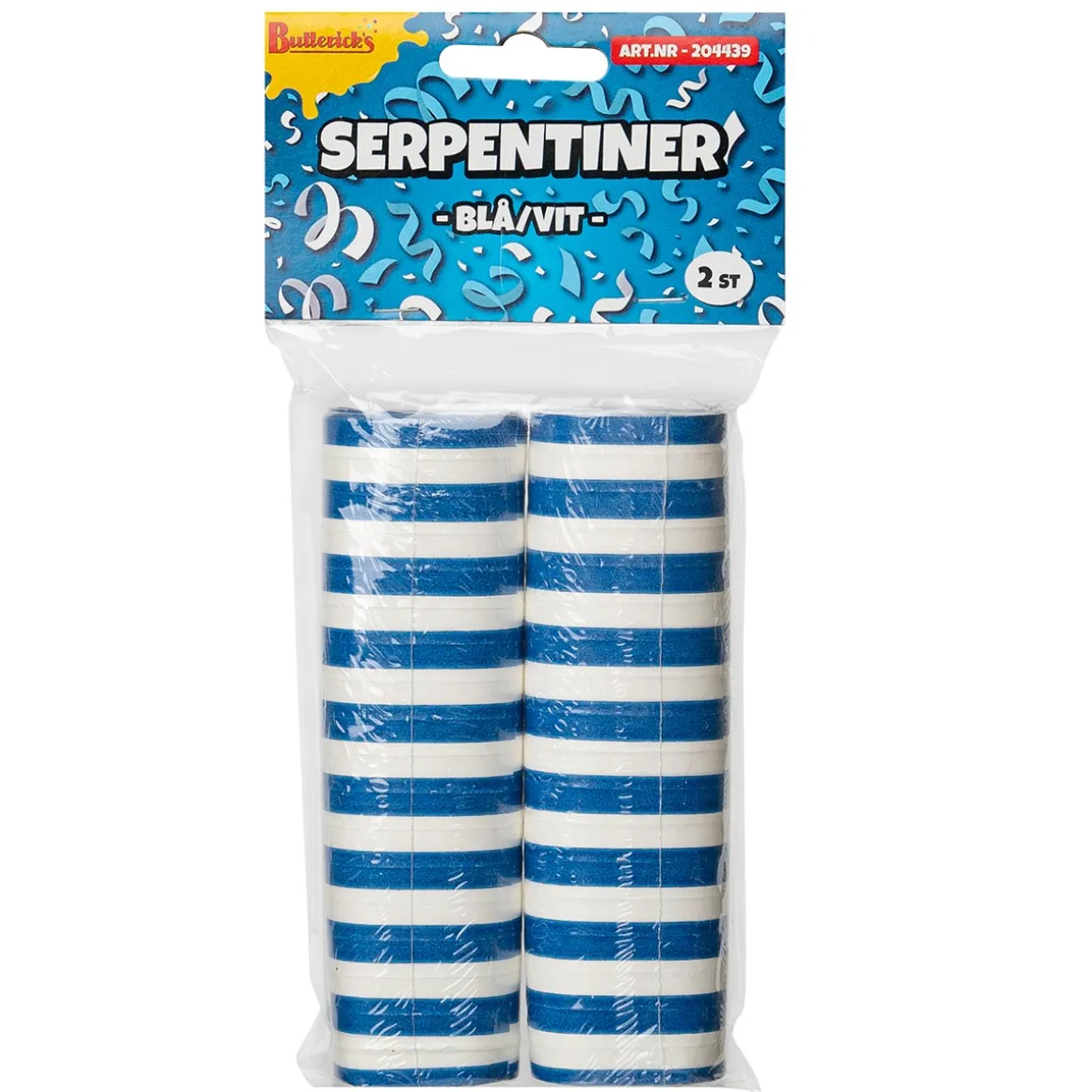 Serpentiner, blå/vit 2 st
