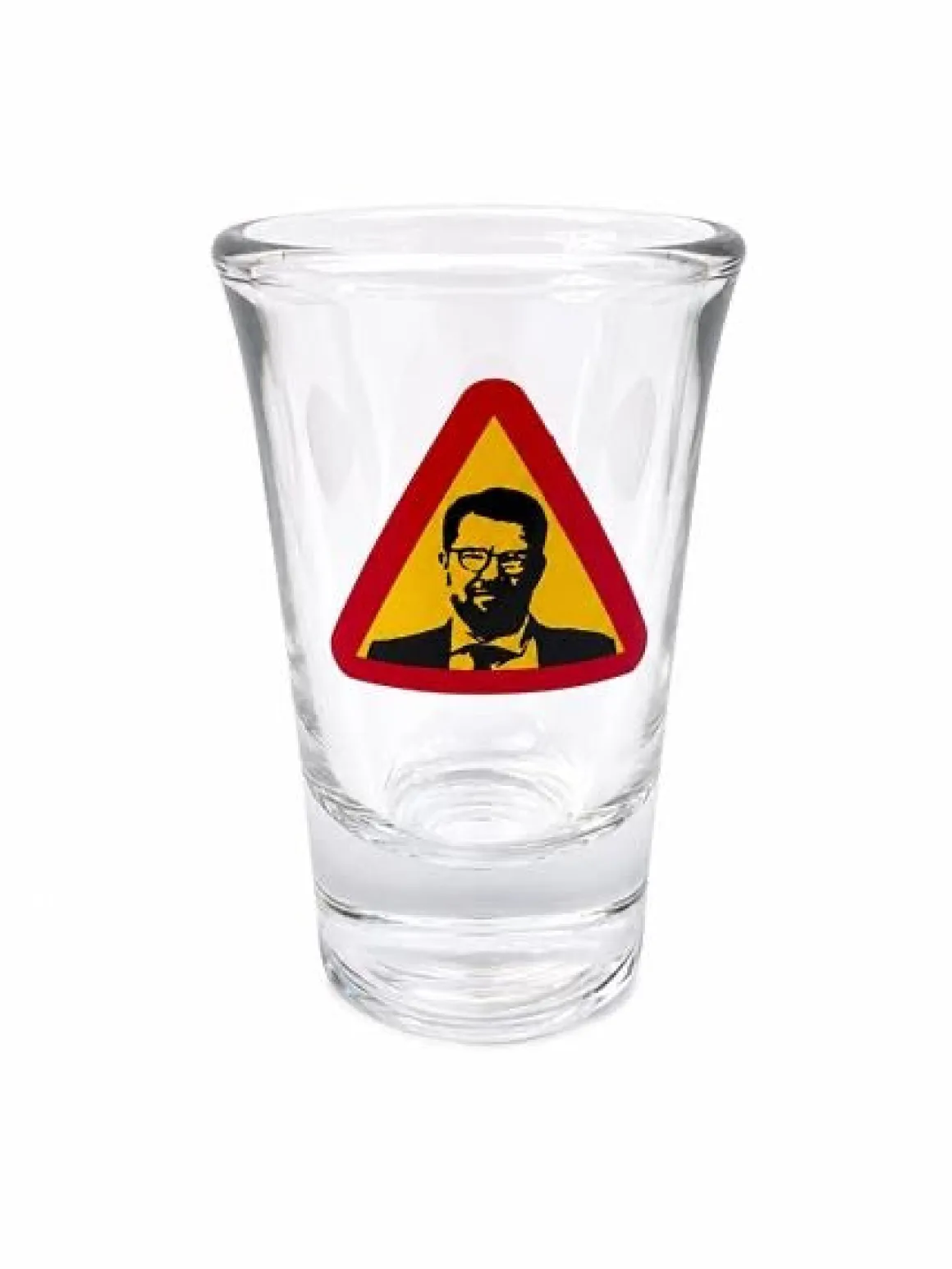 Snapsglas, vägskylt Jimmie Åkesson