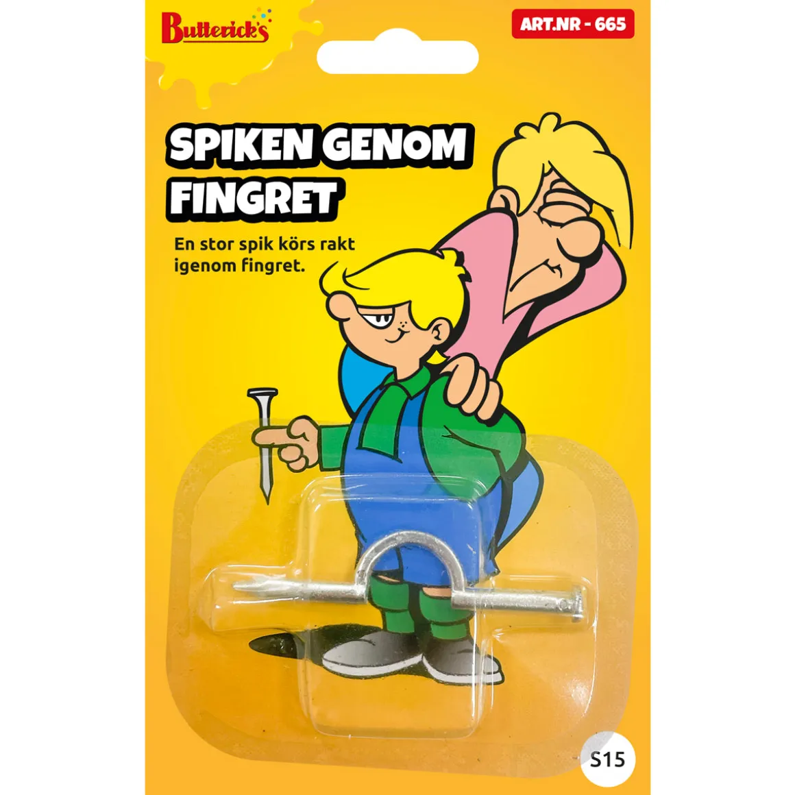 Spiken genom fingret