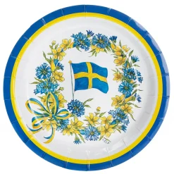 Tallrikar, svenska flaggan 8 st