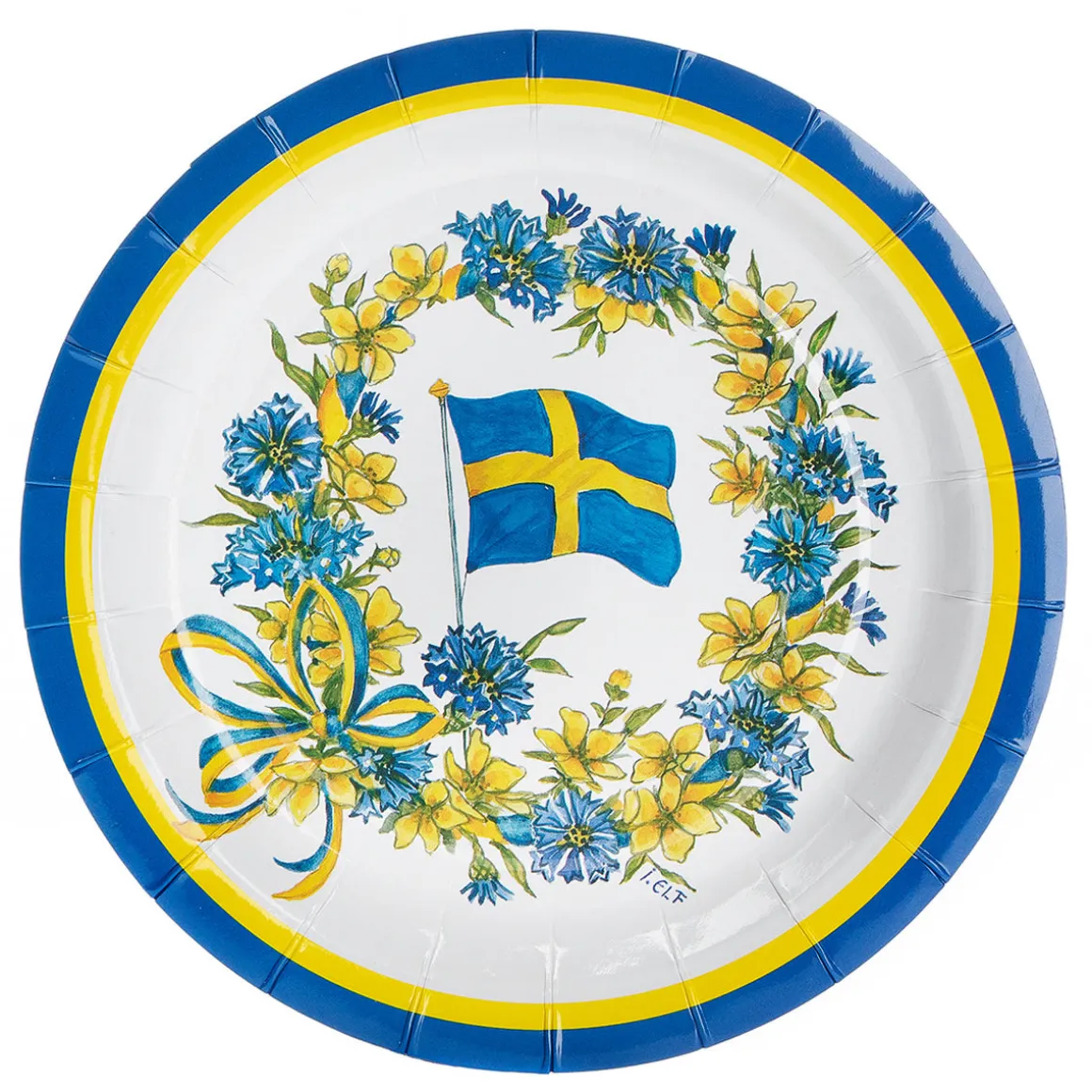 Tallrikar, svenska flaggan 8 st