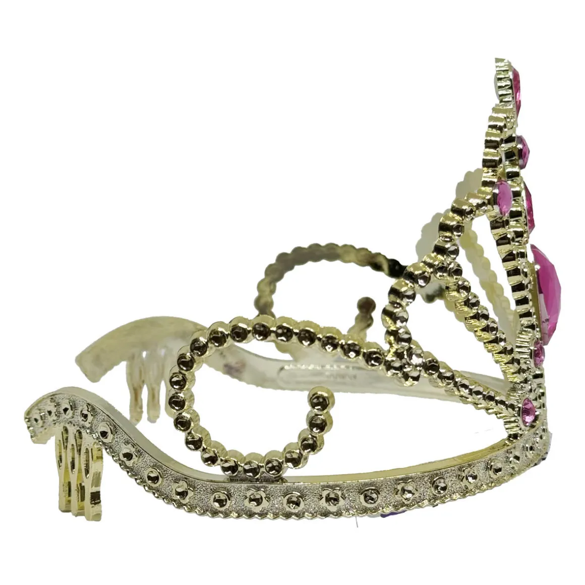 Tiara, guld med cerise hjärta