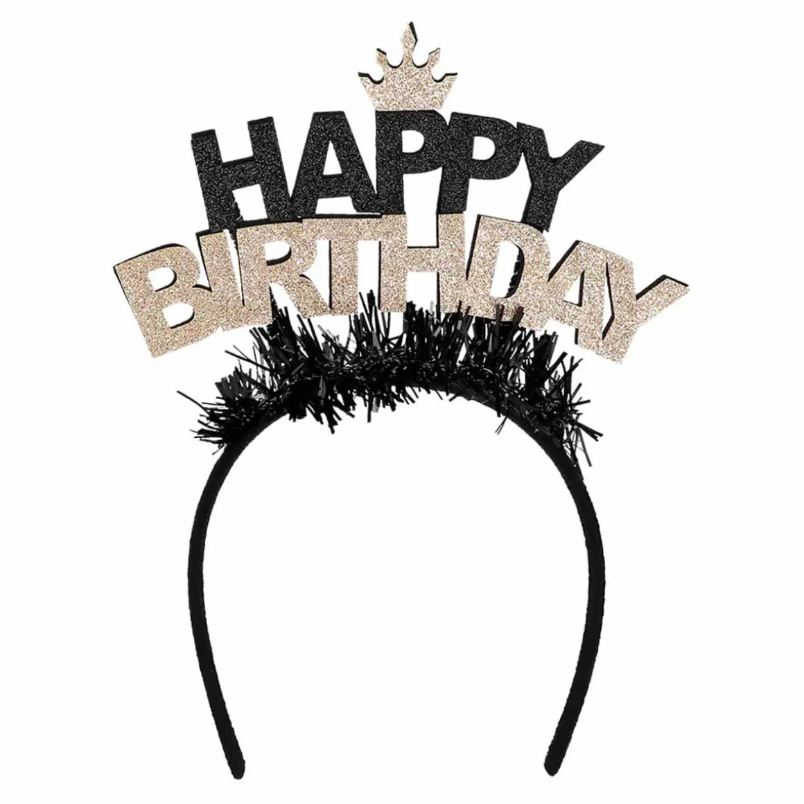 Tiara, happy birthday guld/svart