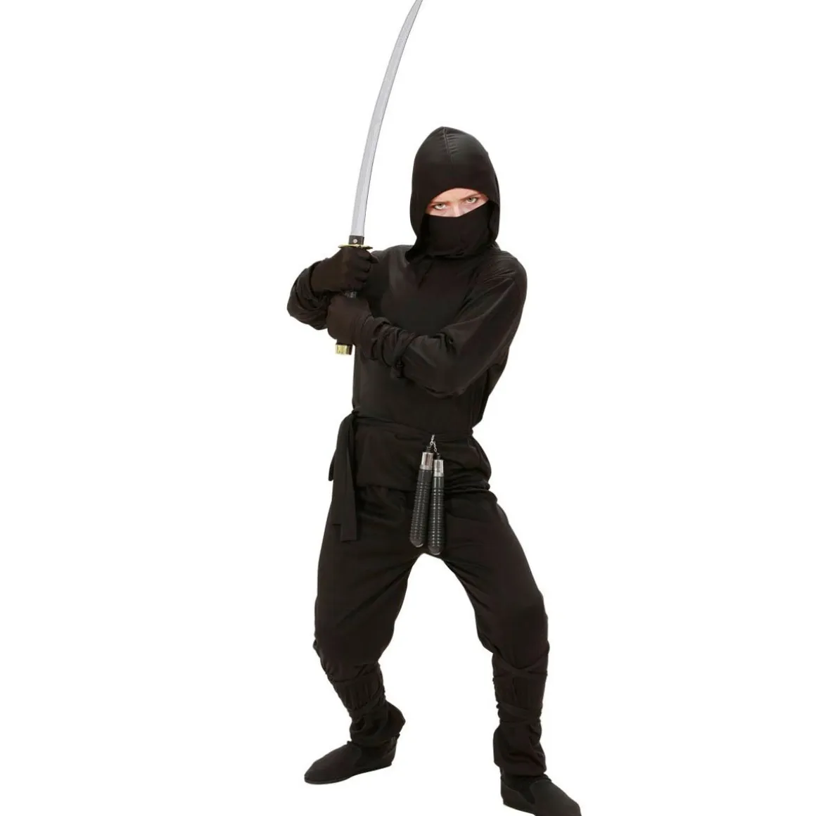 Tonårsdräkt, ninja svart 164 cm / 14-16 år