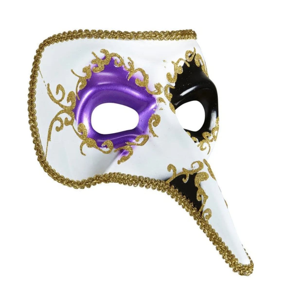Venetiansk mask, vit/lila/svart