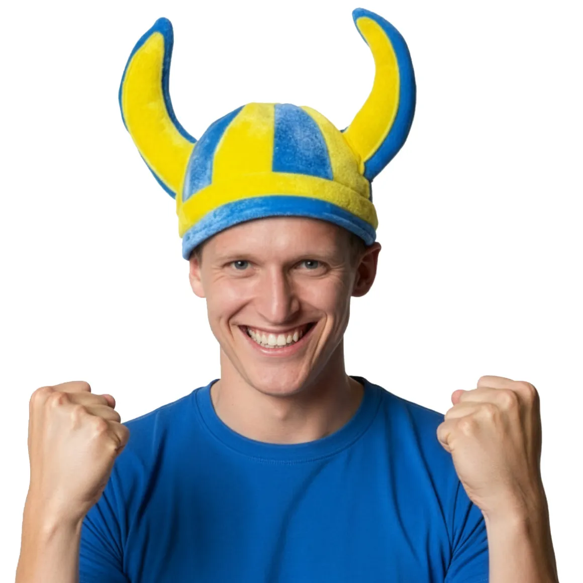 Vikingahjälm, blå/gul mjuk