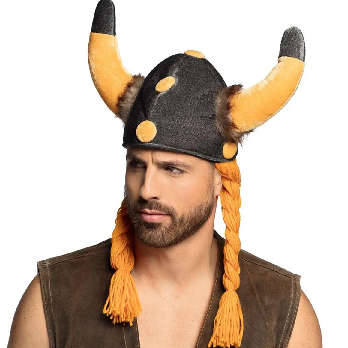 Vikingshjälm med hår